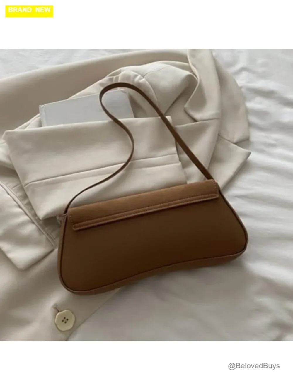 Faux Suede Leather Underarm Hobo Bag with Twist Lock